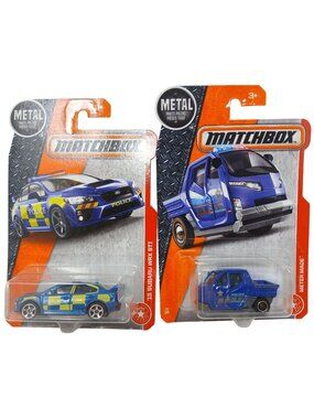 2 Matchbox Police Cars '15 Subaru WRX STI & Meter Made DieCast Vehicles New #D21